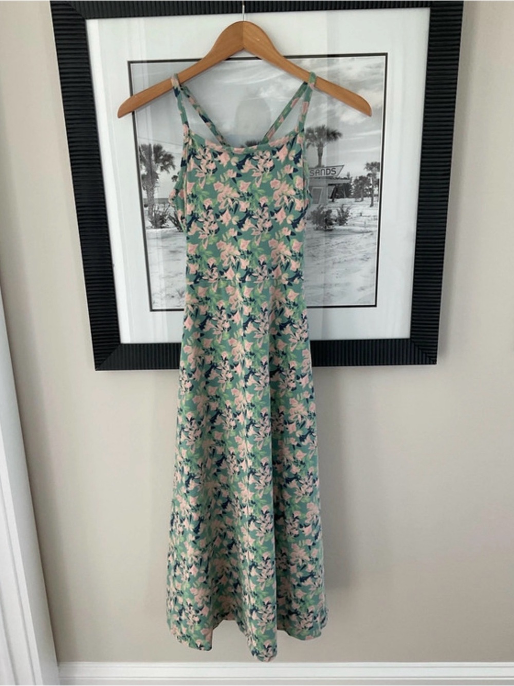 Pact Fit & Flare Open Back Maxi Dress Small EUC